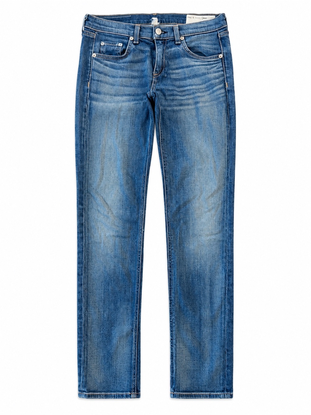 RAG & BONE THE DRE SLIM BOYFRIEND JEANS WOMENS 24 BLUE LOW RISE WHISKERED